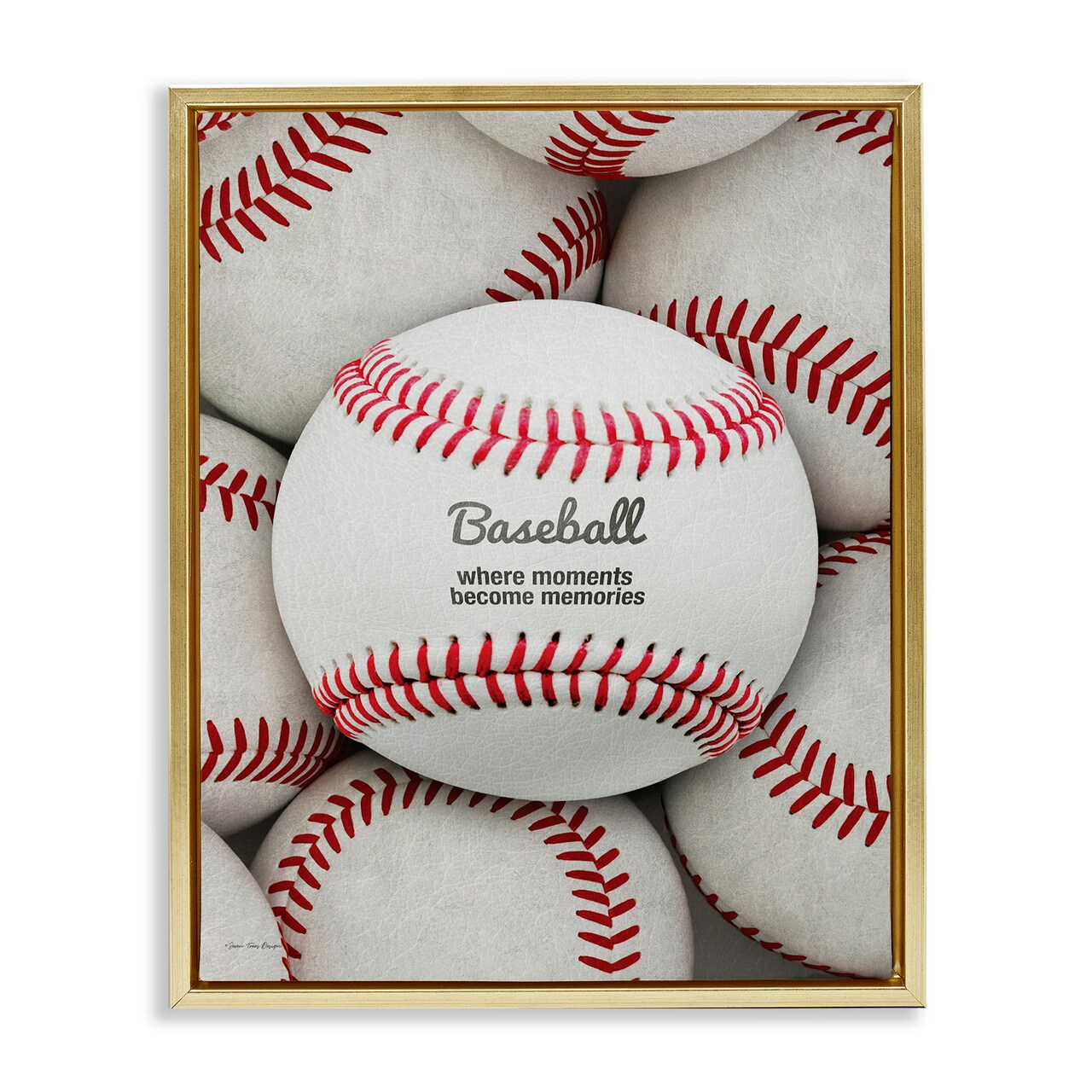 Stupell Industries Baseball Memories Phrase Floater Framed Canvas Wall Art Design by Seven Trees Design